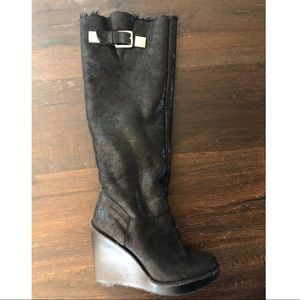 Black Wedge Boots